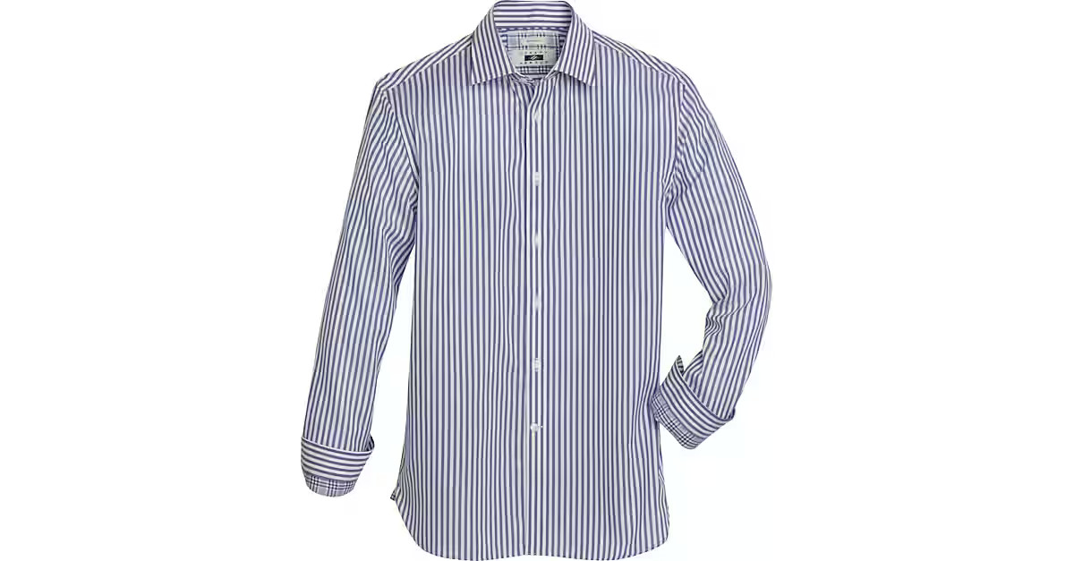 Joseph Abboud Modern Fit Spread Collar Sport Shirt, Blue Bengal Stripe - Men's Shirts | Men's Wea... | The Men's Wearhouse