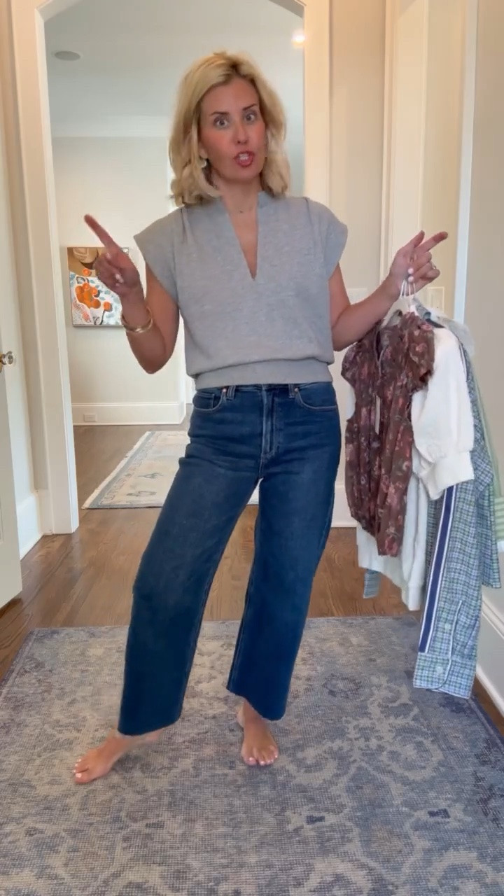 New tops from Anthro are here!! Yall help me decide what to keep or return!! 

Sizing:
Gray top - xs
Jeans - 26P
Brown floral top - small
Green Check top - xs
White Cropped Blouse - small (size up) 
White puff sleeve - small
Plaid Cropped - (small - need xs)
Green babydoll top - small

#LTKdayinmylife #LTKootd #LTKmomlife