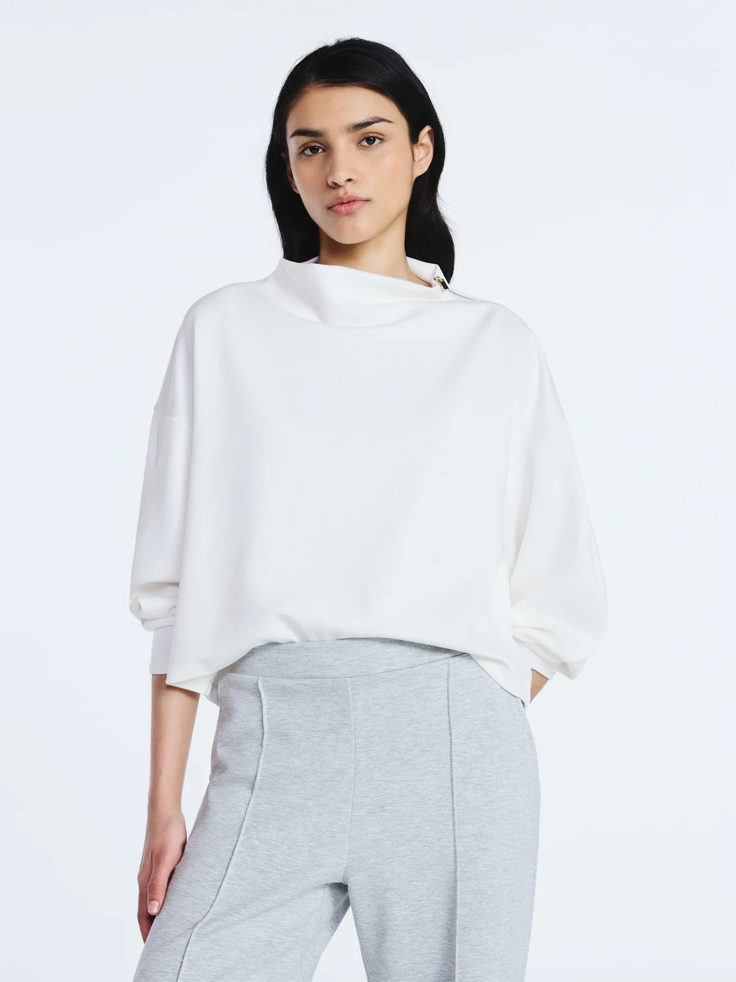 Scoop Women's New Scubaknit Zip Neck Top, Sizes XS-XXL | Walmart (US)