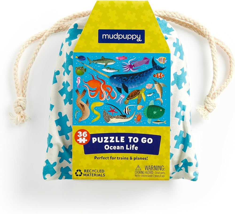 Mudpuppy Ocean Life Puzzle to Go, 36 Pieces, 12 x 9” – Great for Kids Age 3+ – Packaged in ... | Amazon (US)