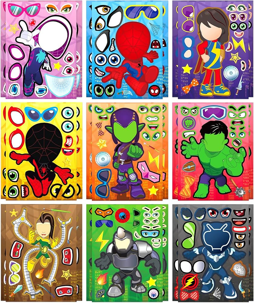 Spidey & Friends Stickers for Kids -27 Sheets Different Make a Face Crafts Sticker Sheets,Birthda... | Amazon (US)