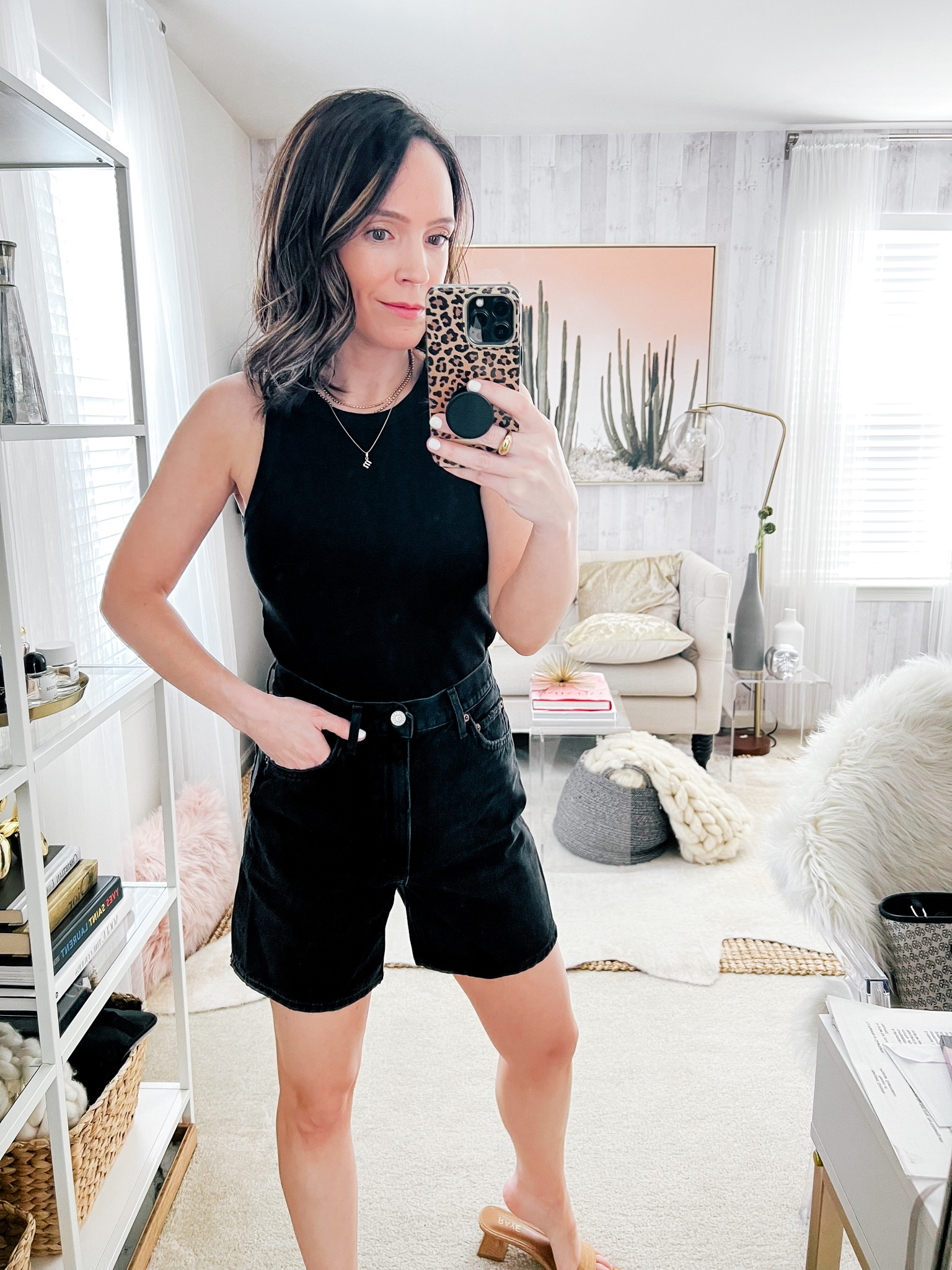 Agolde black denim shorts 

#LTKstyletip