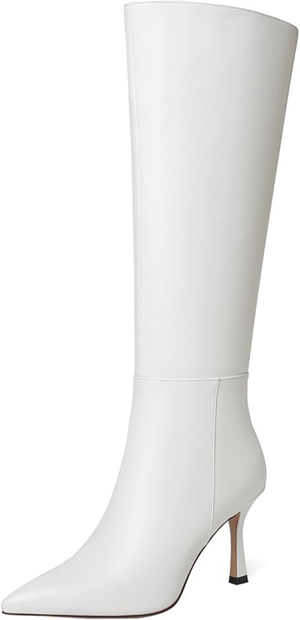 CKSNDLF Knee High Boots for Women Pointed Toe Stiletto Heel Long Boots Side Zipper Tall Boots | Amazon (US)