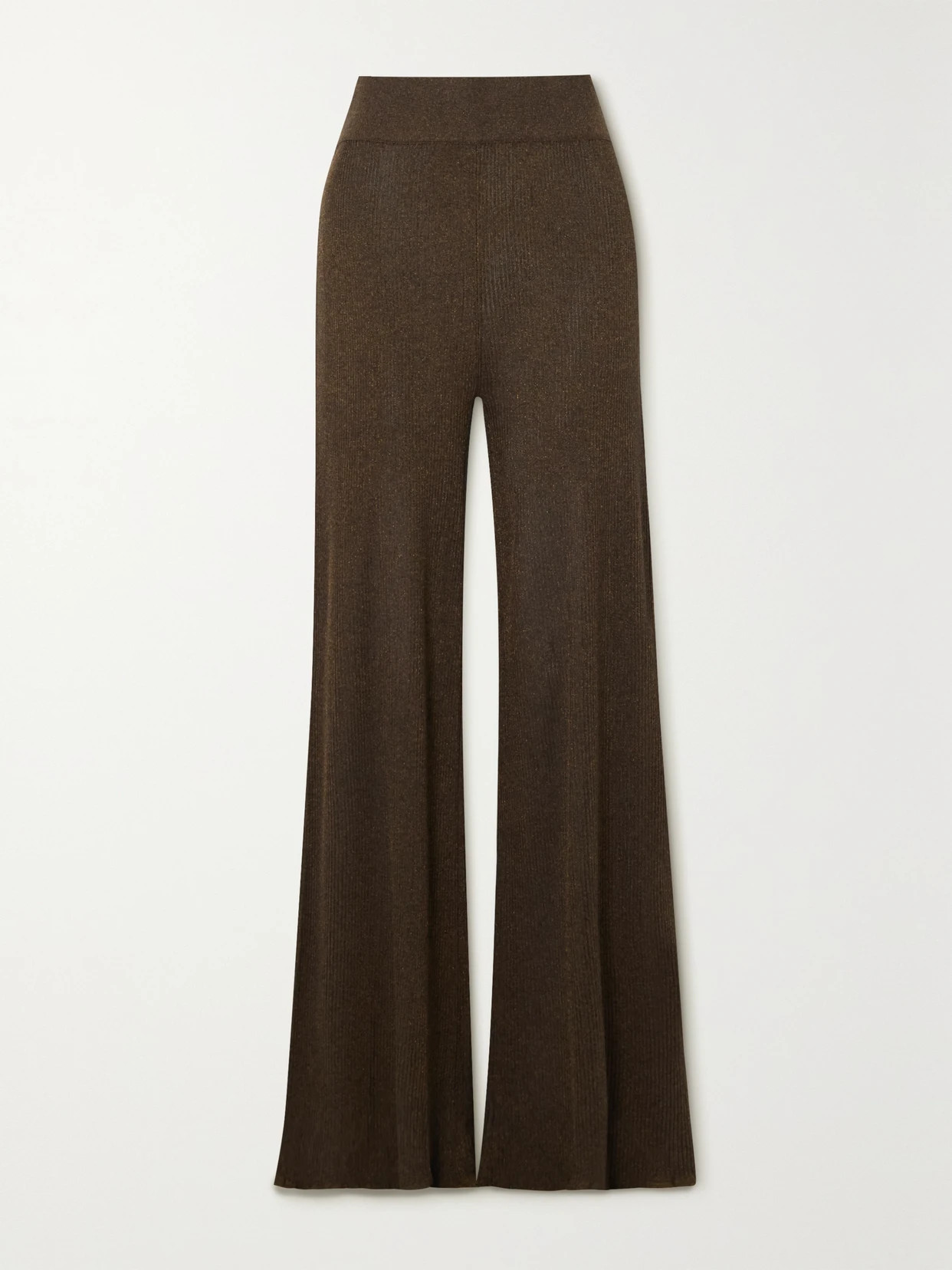 Ninety Percent - Christa Metallic Ribbed-knit Wide-leg Pants - Brown | NET-A-PORTER (UK & EU)