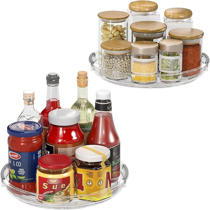 2 Pack Lazy Susan Organizer, 9.25 inch Lazy Susan Turntable for Cabinet Table Top Refrigerator, R... | Amazon (US)