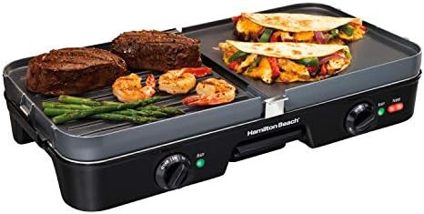 Hamilton Beach 3-in-1 Electric Indoor Grill + Griddle, 8-Serving, Reversible Nonstick Plates, 2 C... | Amazon (US)