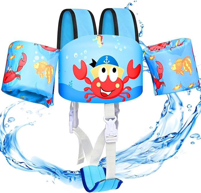 Toddler Swim Vest, Toddler Floaties for 22-66 lbs Boys & Girls, Kids Puddle Jumper Removable with... | Amazon (US)
