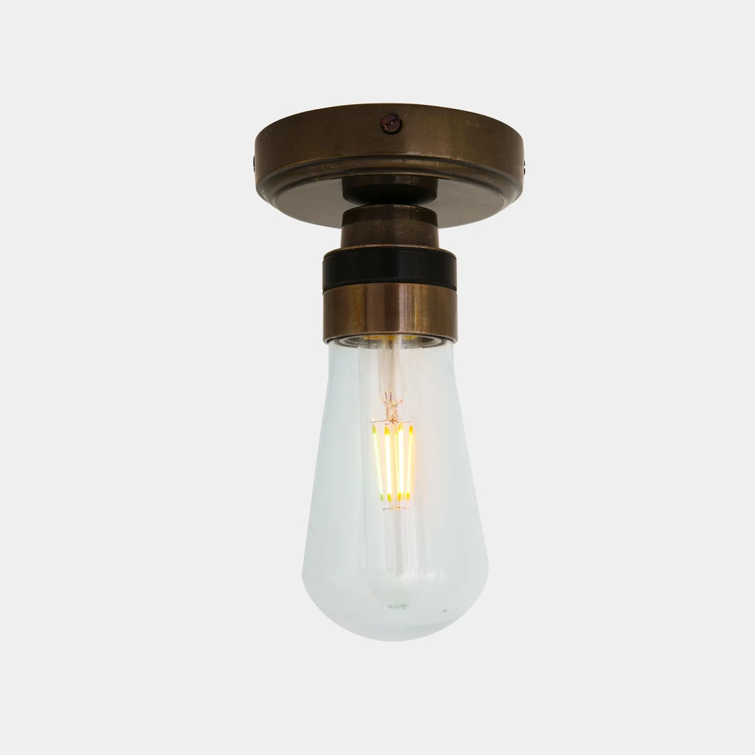 Kura Brass / Glass Bathroom Ceiling Light IP65 - Etsy | Etsy (US)