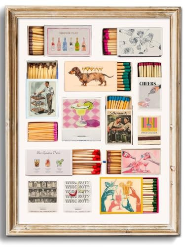 Uniro Vintage Matchbox Art Print, Trendy Matches Poster for Bar Cart Decor, Retro Matchbook Wall Art Girly Preppy Room Decor Aesthetic for Apartment Dorm Bedroom Living Room Home Decor, Bar Cart Wall Art - 8"x10" | Amazon (US)