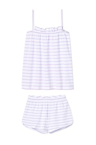 Pima Ruffle Shorts Set in Lilac | LAKE Pajamas