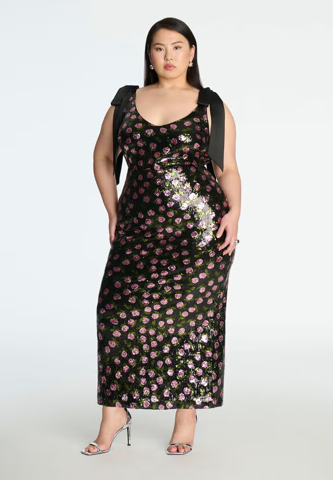 ELOQUII x kate spade new york Floral Sequin Maxi Dress | Eloquii