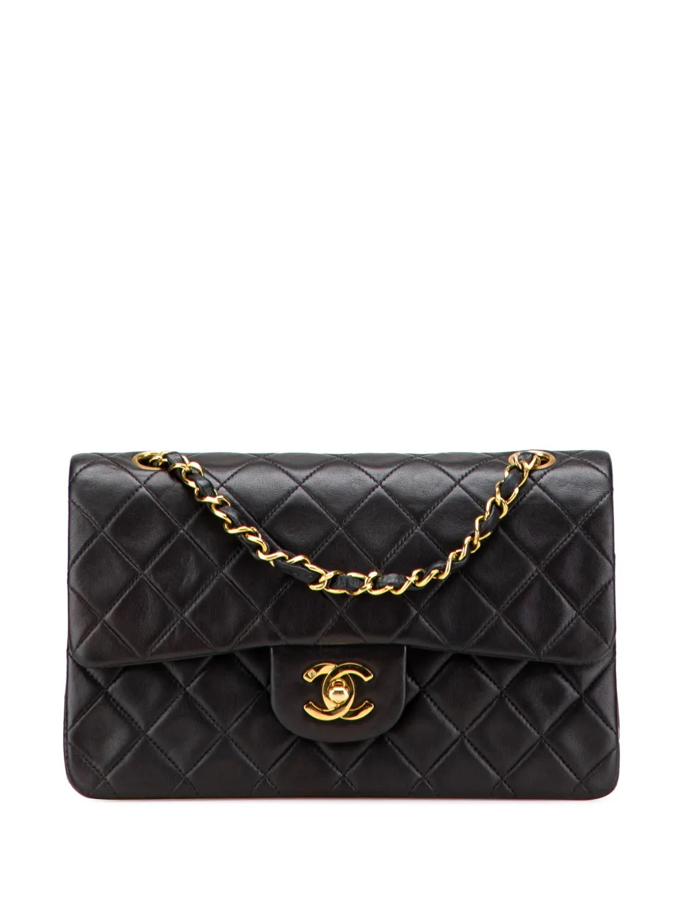 CHANEL Pre-Owned 1991-1994 Small Classic Lambskin Double Flap Shoulder Bag | Black | FARFETCH UK | Farfetch Global