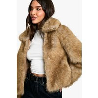 Womens Premium Collared Faux Fur Coat - Brown - 12 | boohoo (US & Canada)