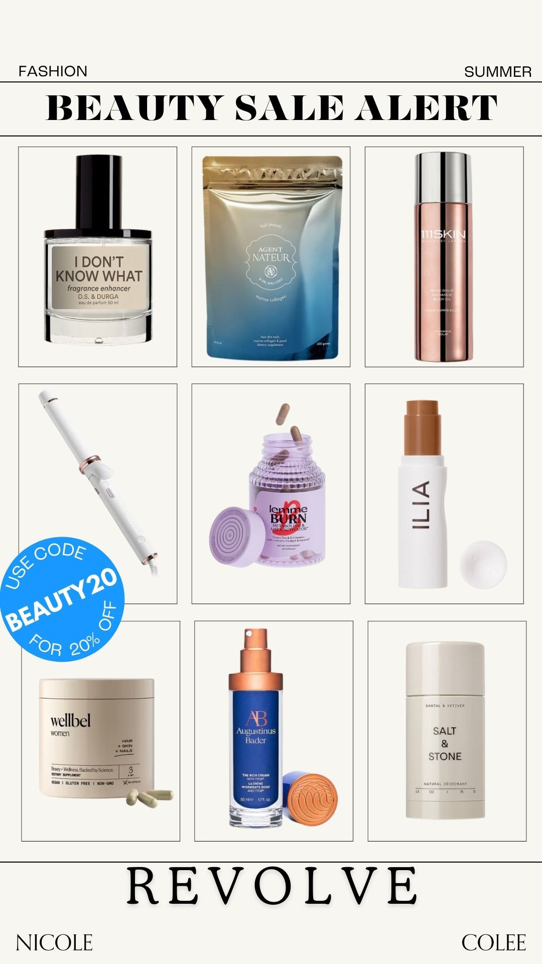 REVOLVE BEAUTY SALE IS ON !!! Don't wait to grab your faves or try new things and save 20% off!  Use code BEAUTY20, sale ends 5/24

Nicole Colee, sale, beauty sale, augustinus bader, agent nateur, ilia, t3, hair tools, beauty products, makeup sale 

 #LTKGiftGuide #LTKSaleAlert #LTKBeauty