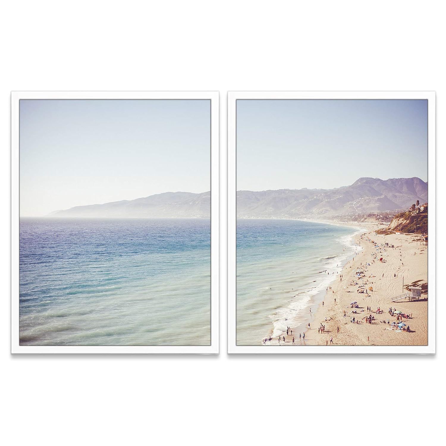 Vintage Malibu Beach Photography Prints, Set of 2, Unframed, Coastal Wall Decor, Nautical Decor, ... | Amazon (US)