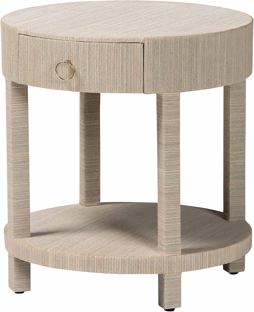 bali & pari Sadia Bohemian Woven Natural Grasscloth 1-Drawer Nightstand | Amazon (US)