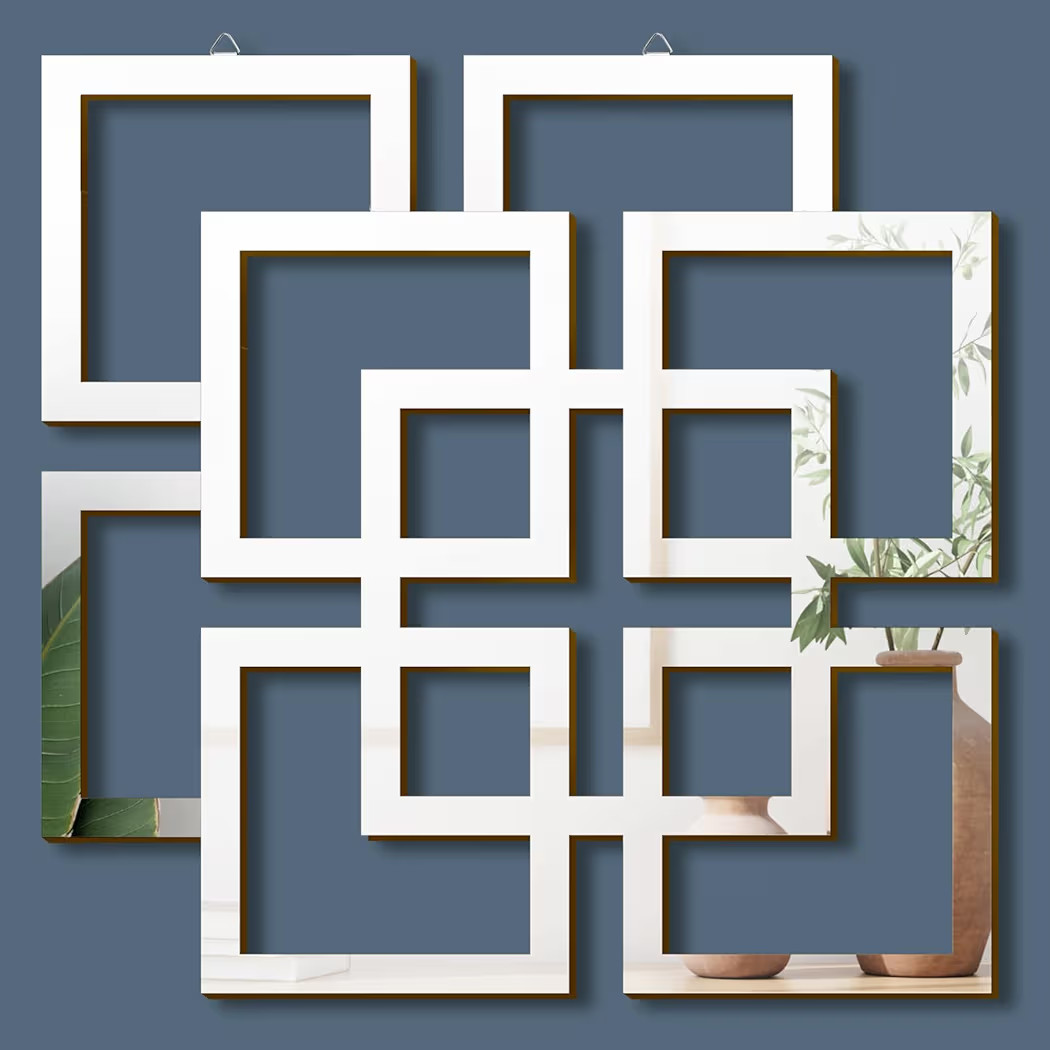 Weysat Wall Mount Home Mirror, 2 Pieces Silver Square Decorative Mirror for Bedroom, Living Room,... | Amazon (US)