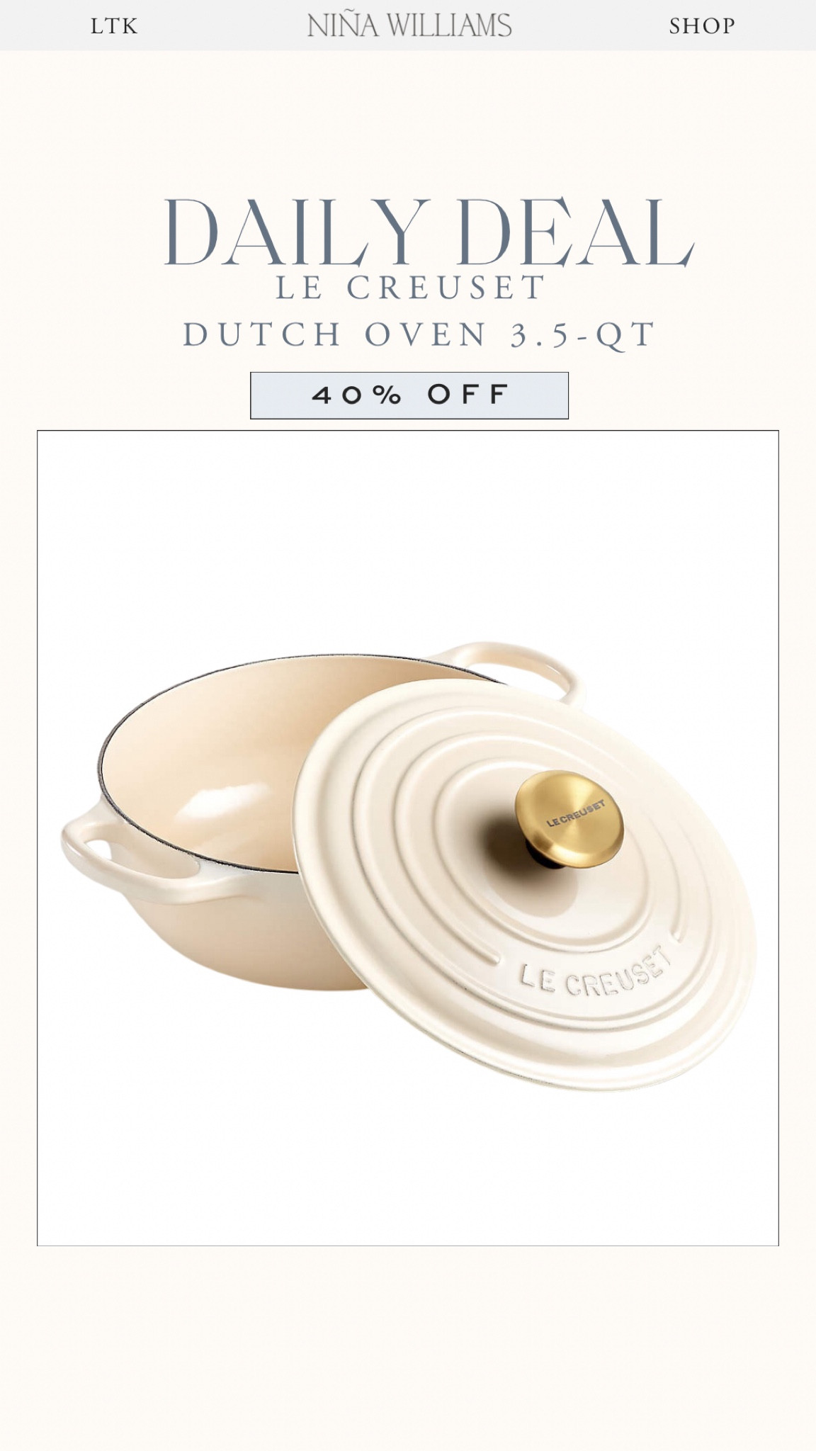 Daily Deal 40% Le Creuset Dutch oven! Gift guide for in-laws - gift guide for her

#LTKHome #LTKGiftGuide #LTKSaleAlert