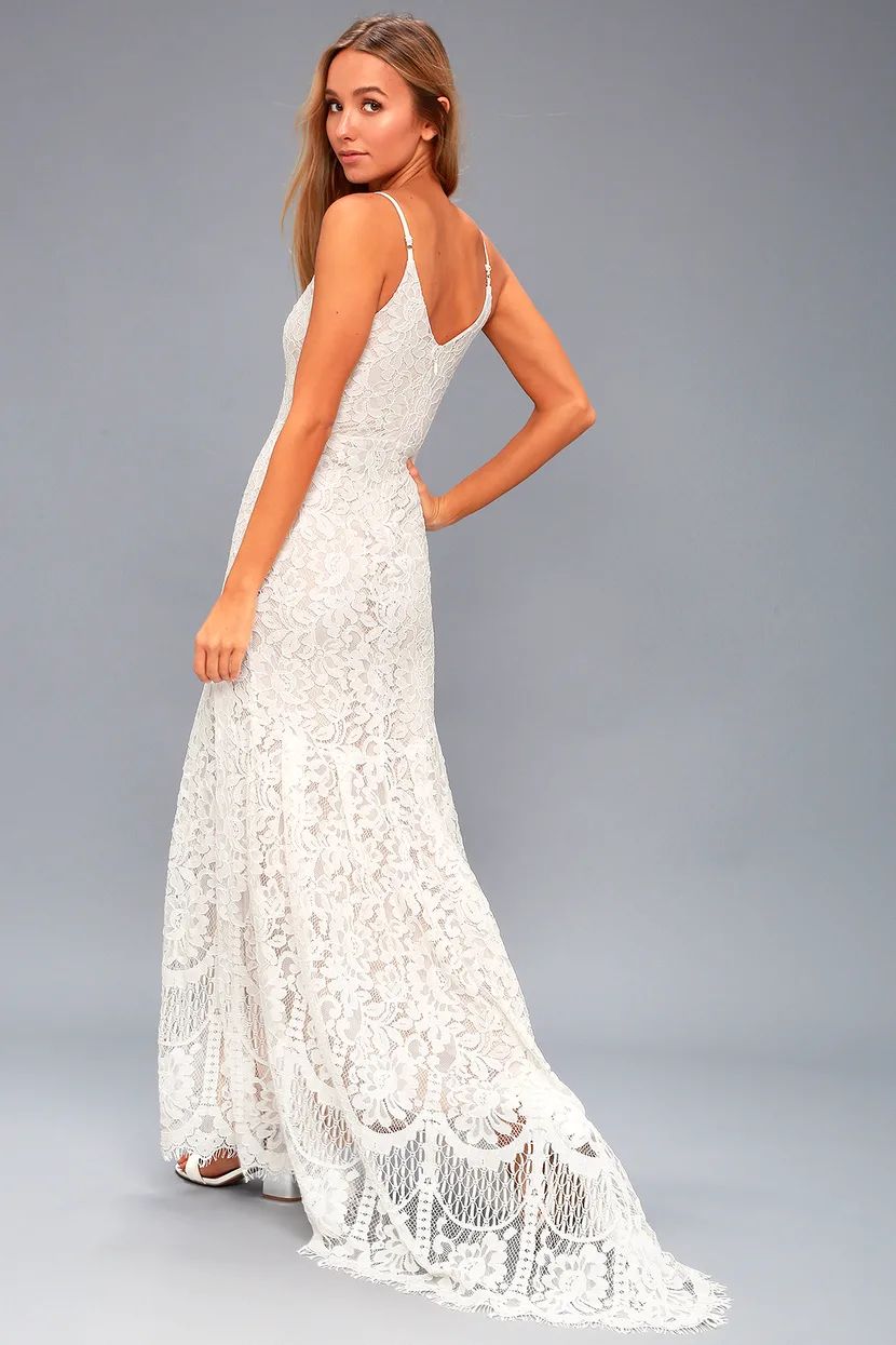 Flynn White Lace Maxi Dress | Lulus