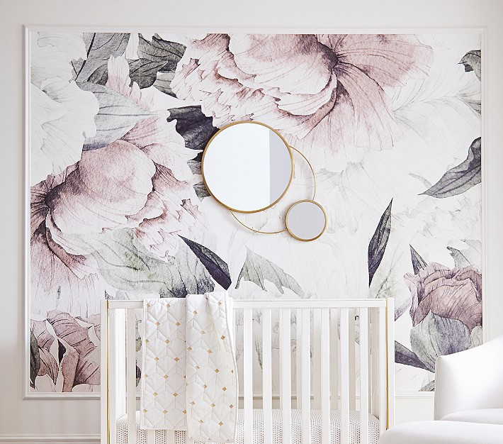 Anewall Blush Floral Temporary Wallpaper | Pottery Barn Kids
