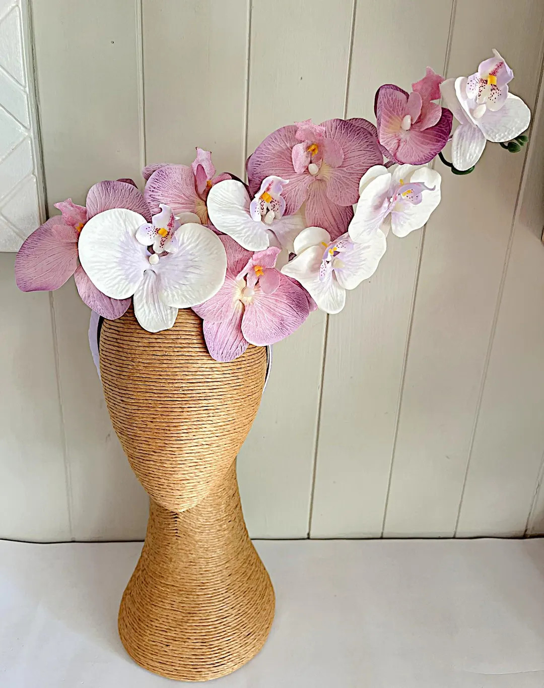 Purple, Mauve & White Spring Racing Orchid Flower Fascinator Melbourne Cup Mauve Flower Crown Der... | Etsy (US)