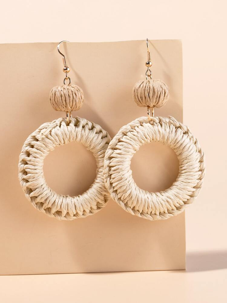 Rattan Round Drop Earrings | SHEIN