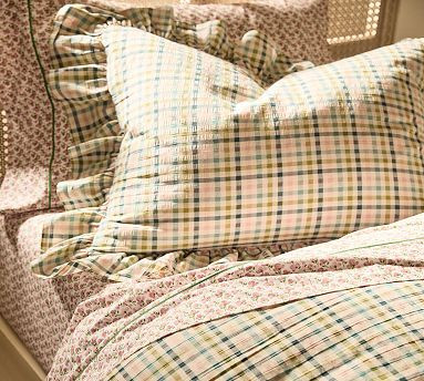 Seersucker Plaid Duvet Cover &amp; Shams | GreenRow