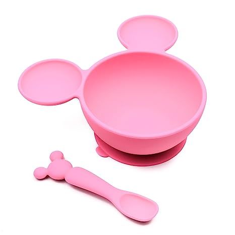 Bumkins Disney Minnie Mouse Suction Silicone Baby Feeding Set, Bowl, Lid, Spoon, BPA-Free, First ... | Amazon (US)
