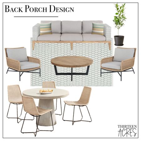 Back porch design.

Porch, outdoor furniture, pillows, rug, dining table, concrete table, lemon tree.

#LTKhome #LTKSeasonal