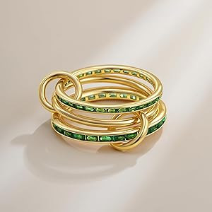 SLOONG Gold Stackable Rings for Women Non Tarnish, Dainty 18K Gold Plated Cubic Zirconia Rings, S... | Amazon (US)