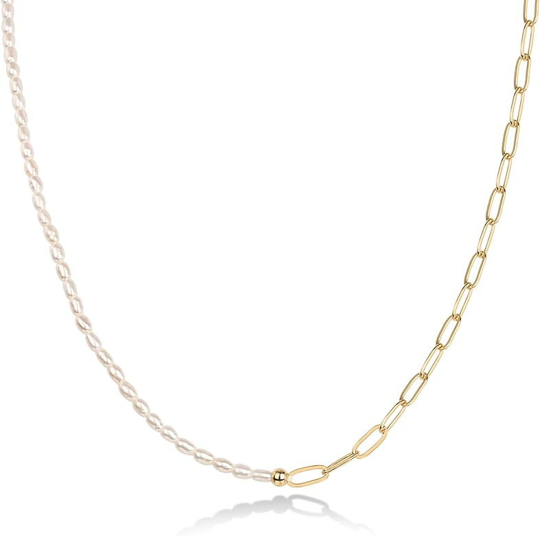 PAVOI 14K Gold Plated Freshwater Pearl Necklace for Women | Amazon (US)