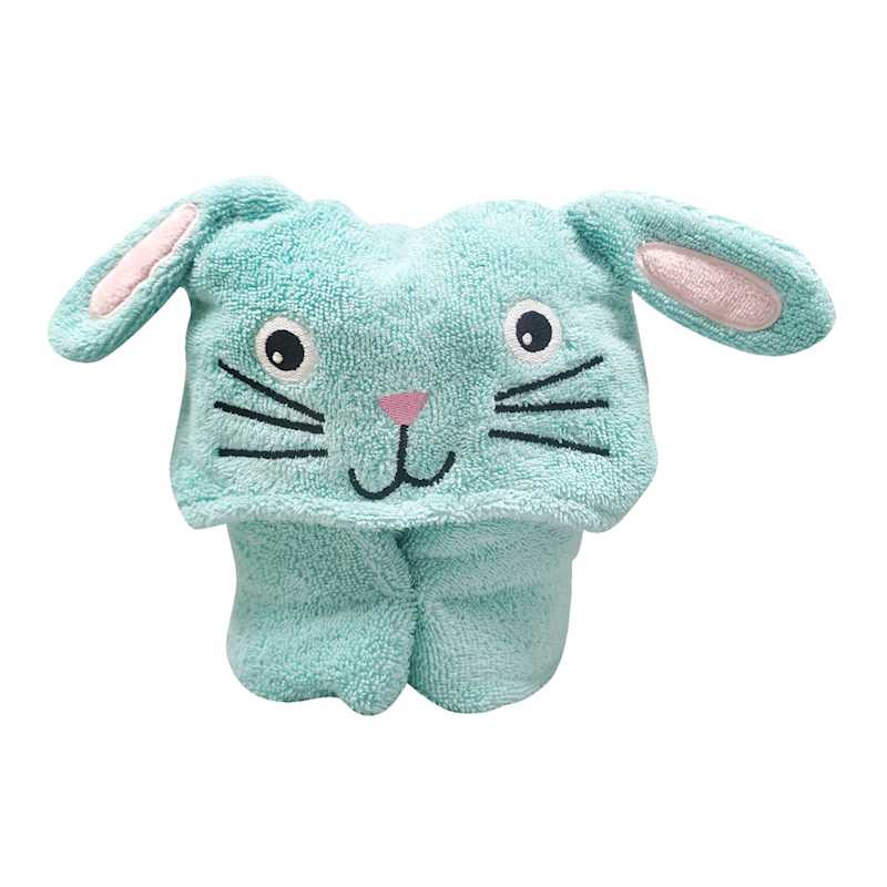 Bunny Brights Embroidered Blue Easter Bunny Hooded Cotton Towel | At Home