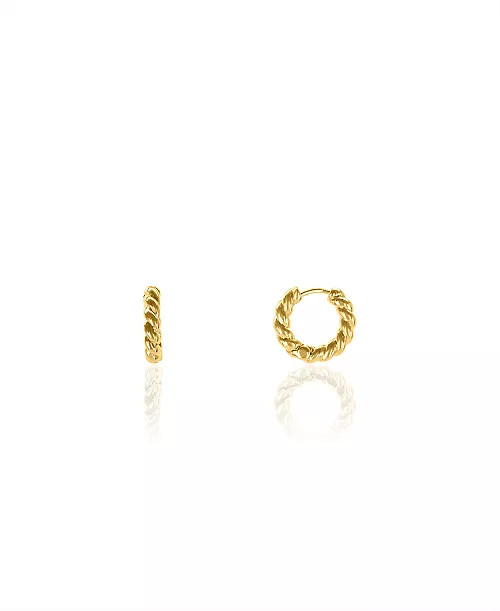OMA THE LABEL Women's Lucy Huggies 18K Gold Plated Brass Earrings - Macy's | Macy's