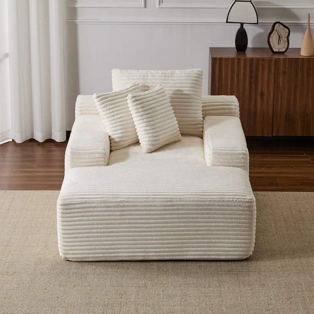 Ergonomic Chaise Lounge with Soft Faux Fur Fabric and Versatile Design, Perfect for Modern and Mi... | Wayfair North America