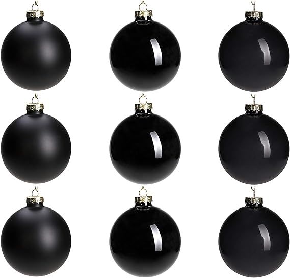 DN DECONATION Black Glass Christmas Ball Ornaments, 3.15” Hanging Christmas Baubles for Xmas Tr... | Amazon (US)