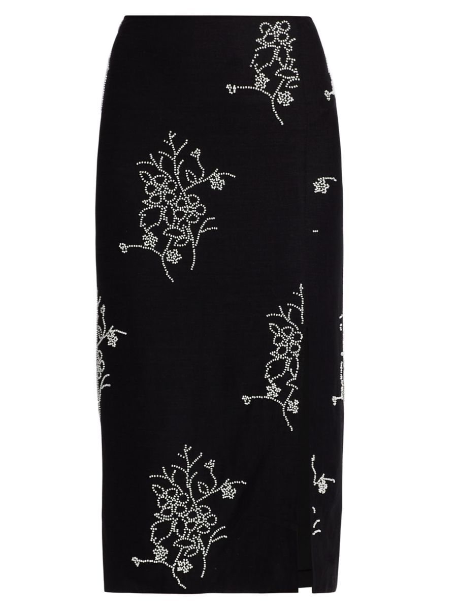 Santanna Floral Beaded Midi-Skirt | Saks Fifth Avenue