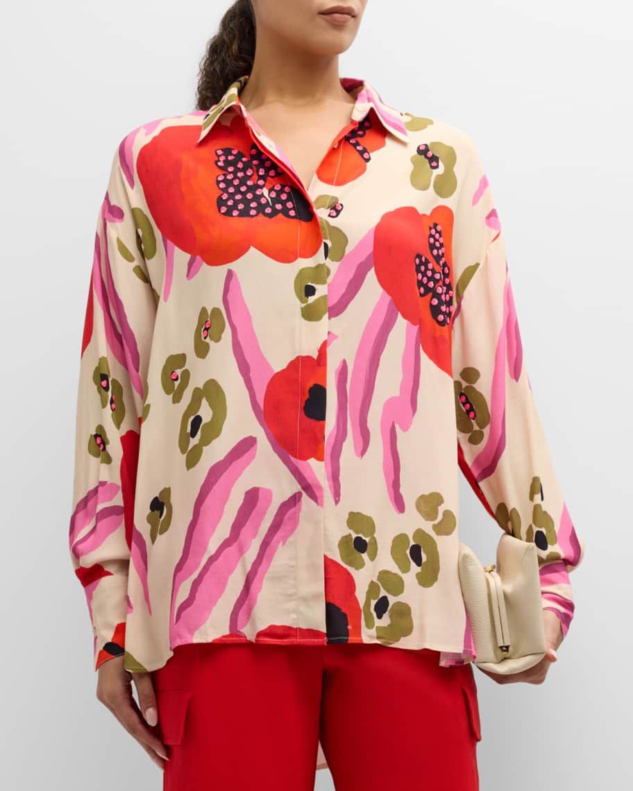 Essentiel Antwerp Famsel Oversized Floral Button-Front Shirt | Neiman Marcus