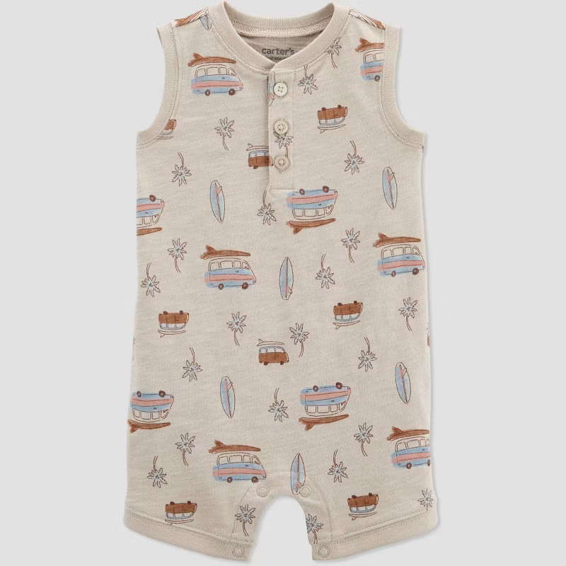 Carter's Just One You®️ Baby Boys' Striped Romper - Light Brown | Target