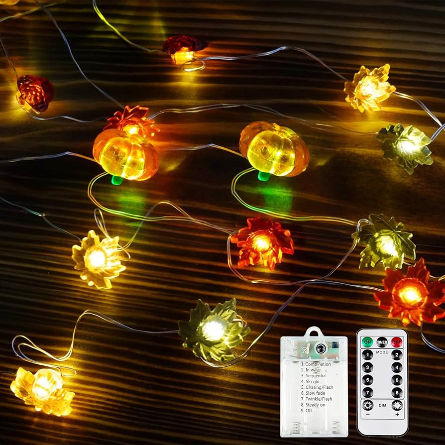 KAQ 3D Pumpkin Lights Thanksgiving Decoration Acorn Pumpkin Maple Leaf String Lights Battery Oper... | Amazon (US)