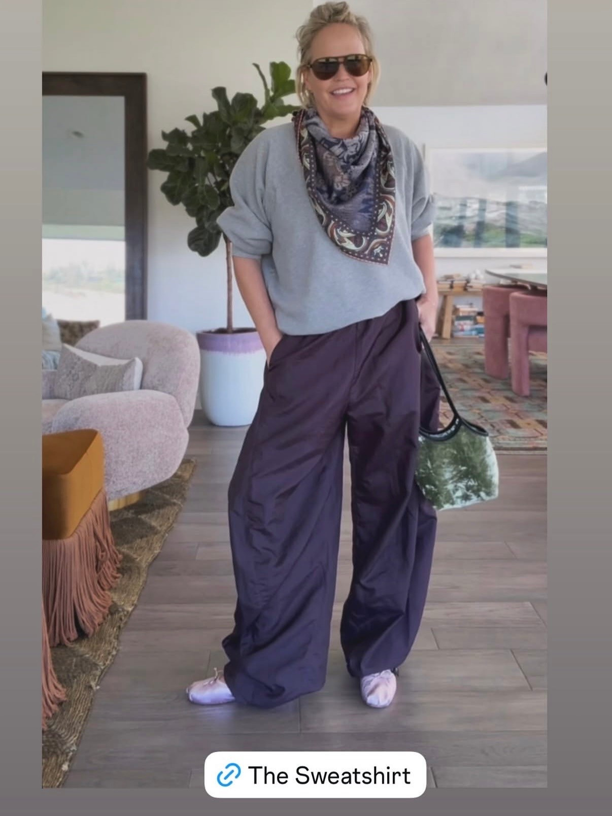 Favorite sporty sweatshirt, pants are TIBI 💜