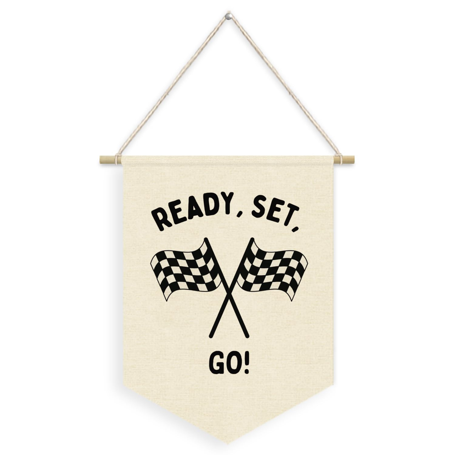Race Car Room Decor for Boys Linen Pennant Banner - Ready Set Go Racing Pennant Flag Banner Wall ... | Amazon (US)