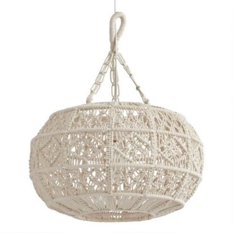 Ivory Macrame Sphere Pendant Lamp | World Market