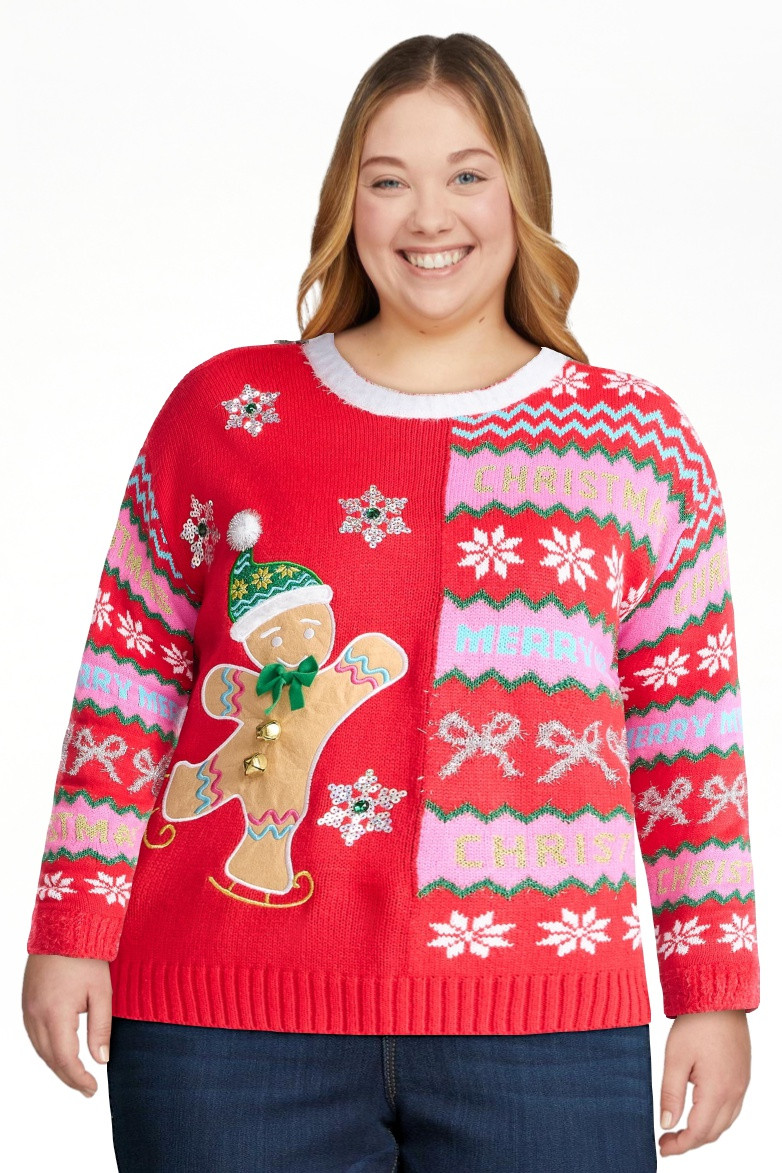 Holiday Time Women's Embellished Pullover Christmas Sweater, Midweight, Sizes XXS-XXXL | Walmart (US)