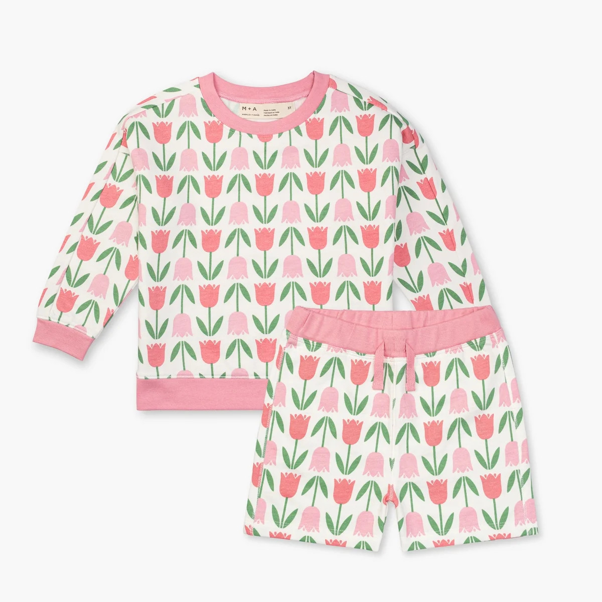 M+A by Monica + Andy Toddler Long Sleeve Sweatshirt and Short Outfit Set, Sizes 12M-5T | Walmart (US)