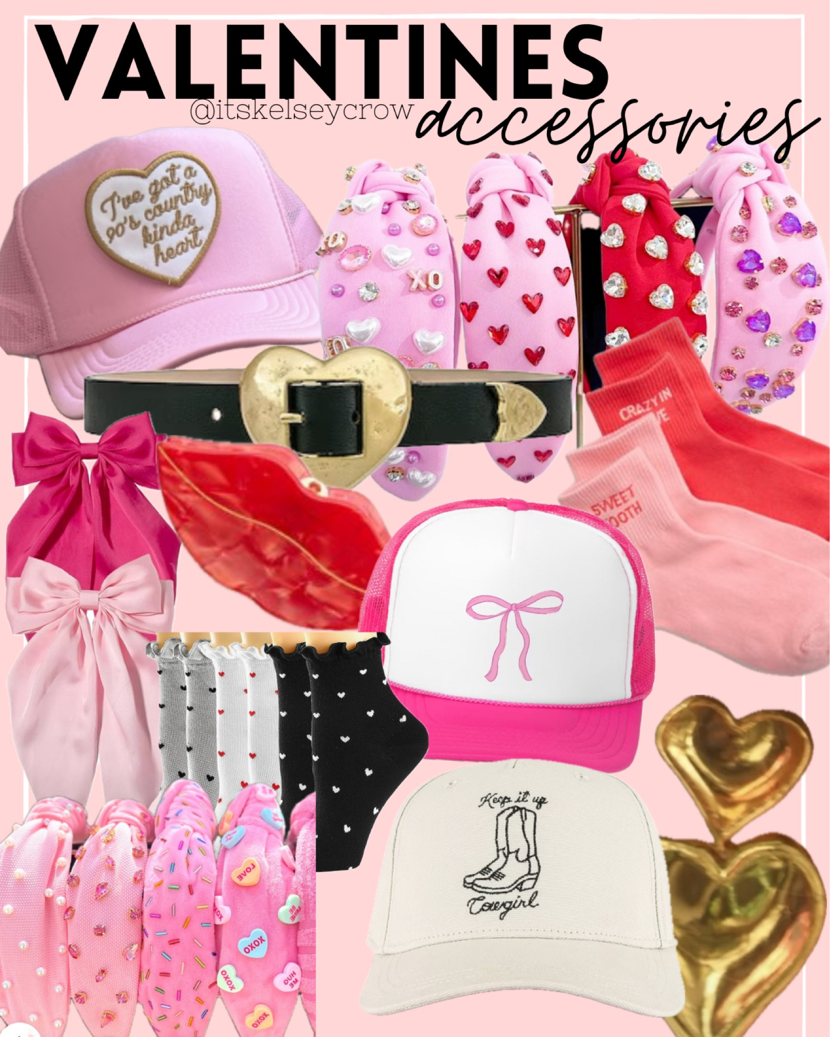 Valentines
Pink hat
Bow 
Trucker hat 
Heart belt
heart hearings
Head and
Socks
Girly
Preppy
Amazon
Prime




#LTKSeasonal #LTKstyletip #LTKfindsunder50