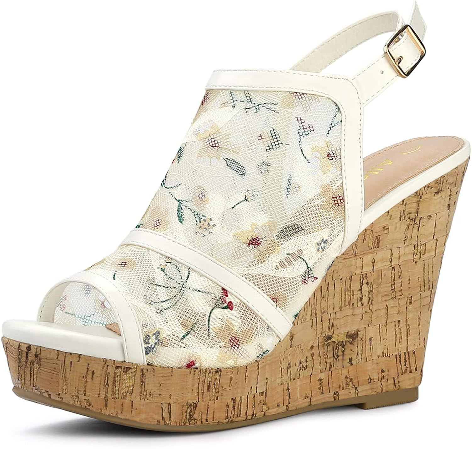 Allegra K Women's Open Toe Platform Heel Lace Wedges Sandals | Amazon (US)