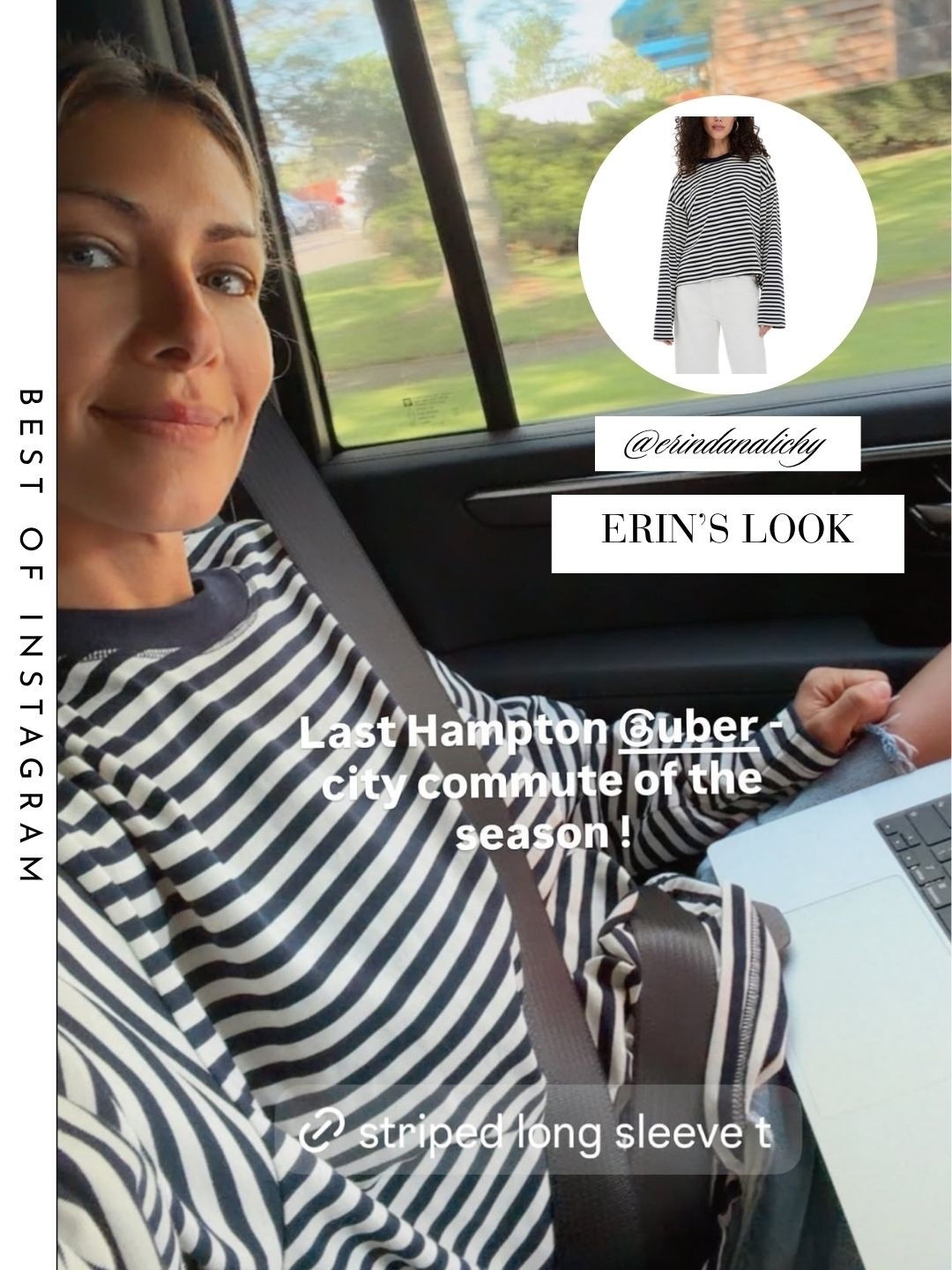 Erin Lichy’s Navy Blue and White Striped Long Sleeve 📸 = @erindanalichy