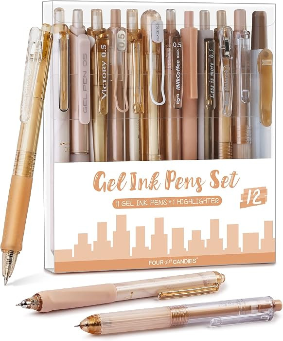 Four Candies Moor Gel Pens, Brown & Black Ink, 0.5mm, 12 Count | Amazon (US)