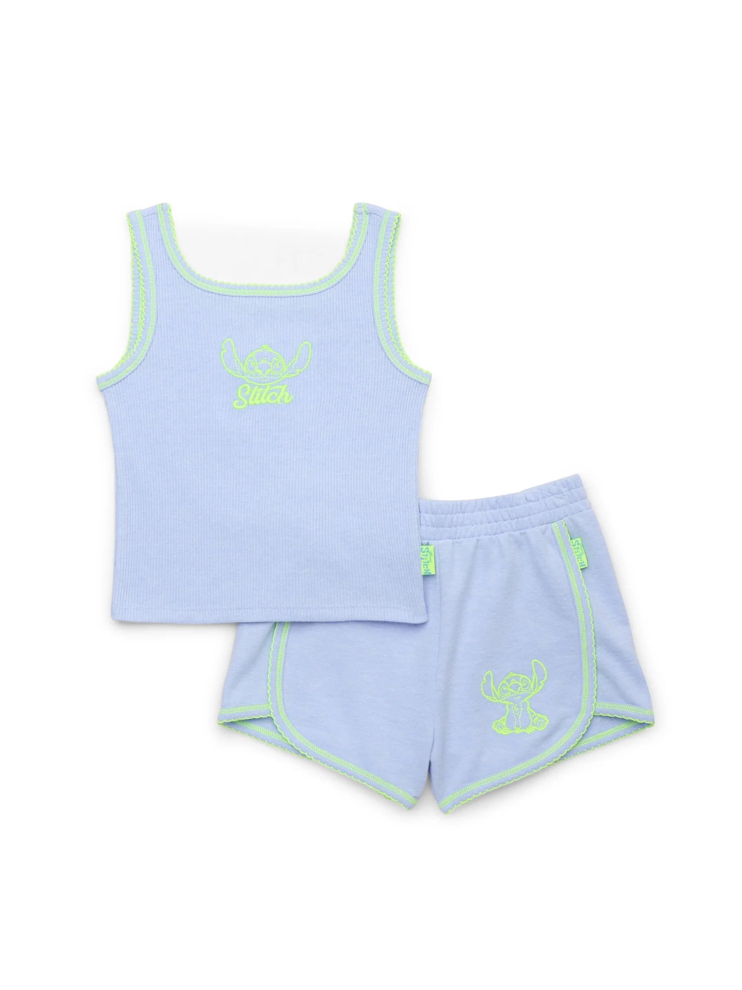 Disney Stitch Toddler Girls Embroidered Tank Top and Shorts Set, 2-Piece, Sizes 12M-3T | Walmart (US)