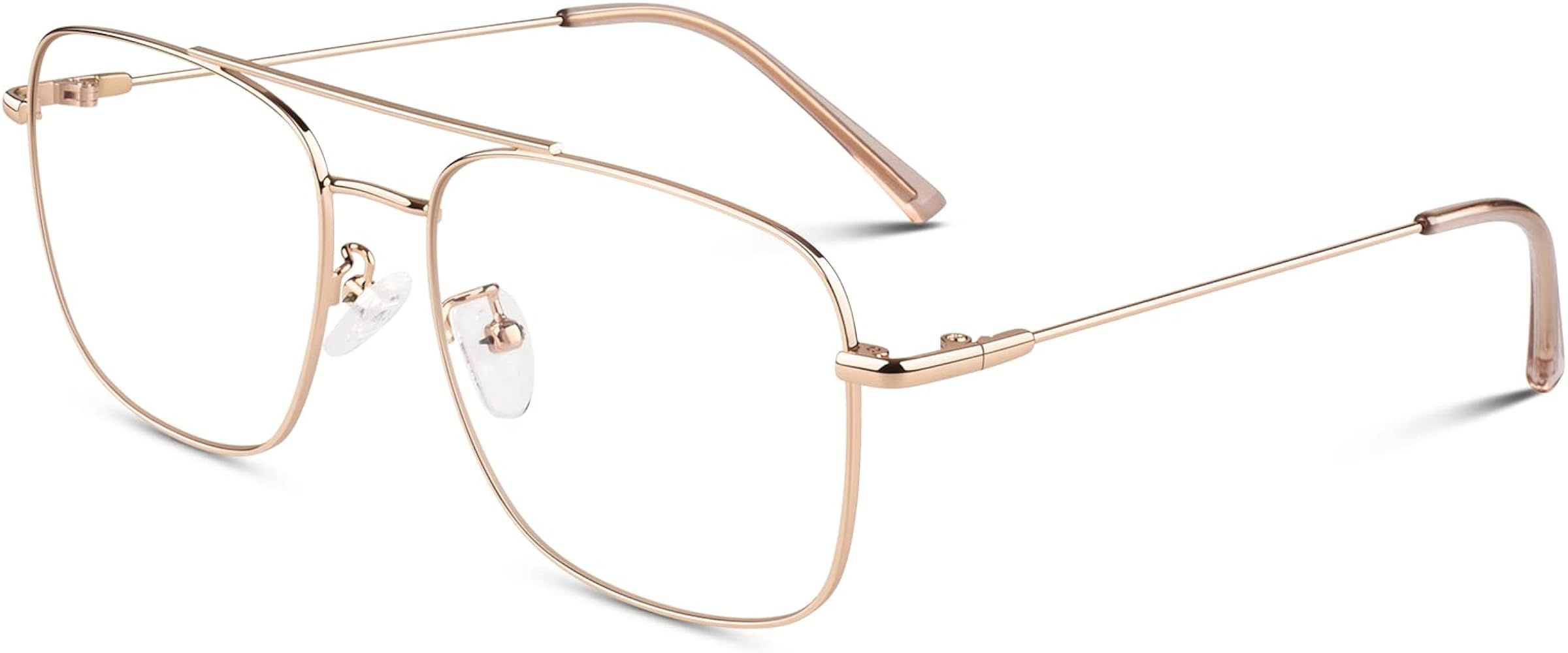 LINVO Fake Glasses Non Prescription Clear Lens Metal Frame Fashion Eyewear for Women Men | Amazon (US)
